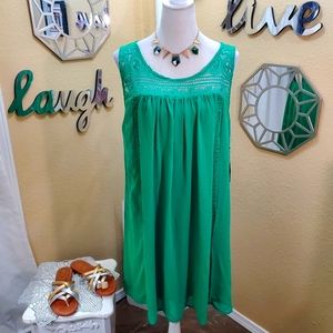 Sequin Hearts Green Dress with Crochet Necklone sz 2x Nwt